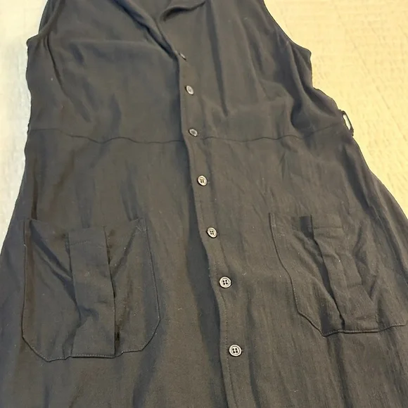 Lulu’s Medium Shirt Dress Fitted Black EUC stretch Button Down - Picture 3 of 9